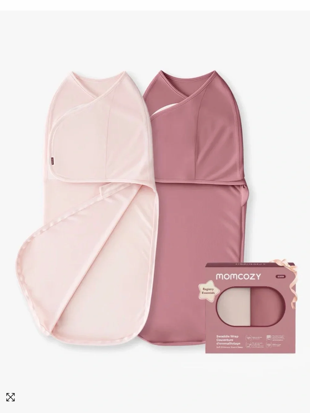 Two-Pack Baby Swaddle Wraps Momcozy in Light Pink and Mauve